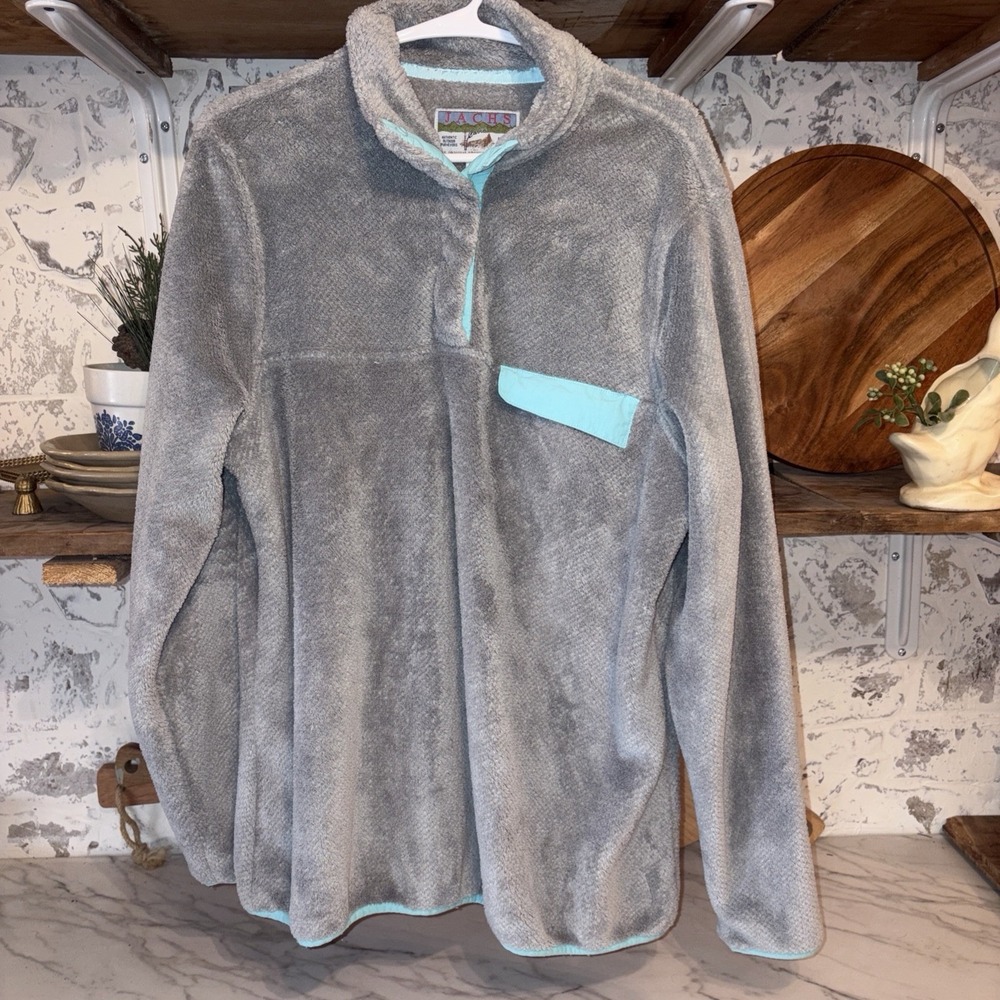 JACHS Cabin Fluffy Fleece 3/4 Snap Outdoors Pullover Jacket Women's L